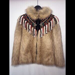 Embroidered Zara Fur Jacket (XS)